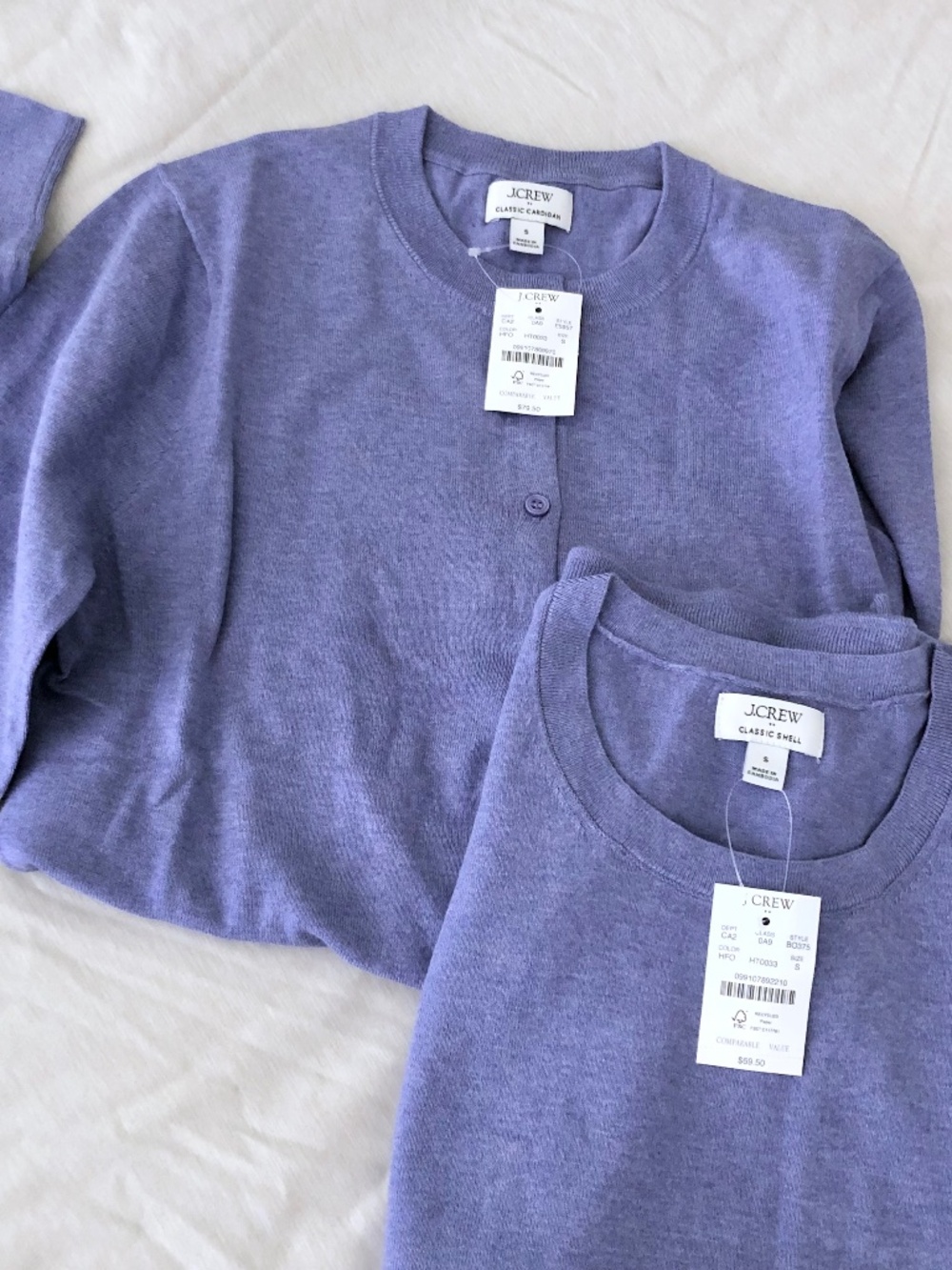 NWT J.Crew Factory Classic Cotton Cardigan and Sweater Shell Set